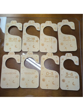 Baby Clothing Size Dividers Wooden Wood Infant Clothes Shower Gift SET OF 8